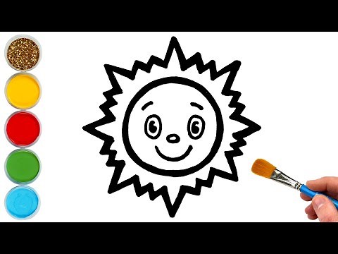 Sun Smiling Drawing, Painting and Coloring for Kids & Toddlers | Let's Draw, Paint Together