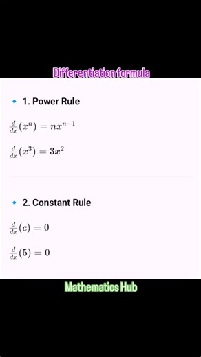 Mathematics Hub on Instagram: "Differentiation formula #differentiation #viralreels #viral #maths #simplify"