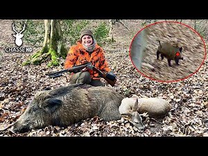 MARGAUX ON A WILD BOAR DRIVE WITH A DOUBLE RIFLE IN 30.06!