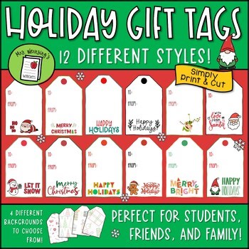 Holiday Gift Tags - Perfect for the Classroom, Home or Gifts!