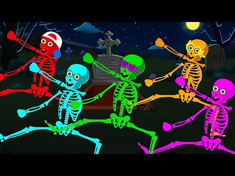 Five Scary Skeletons Dancing at The Grave | Spooky Skeletons Dance | ABC Learning Club