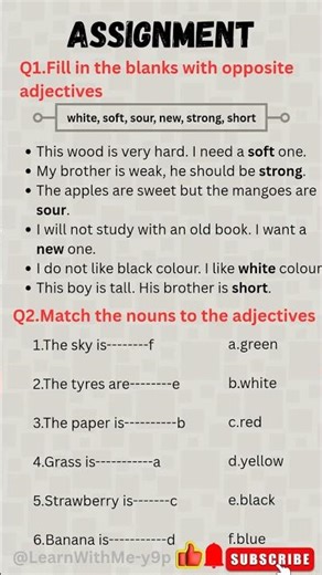 Learn Adjectives with Assignment Answers | Simple Guide