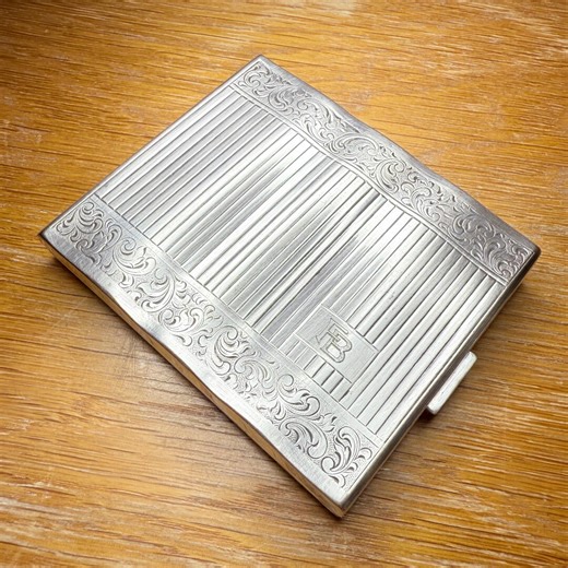 Vintage Alpacca Silver Cigarette Case – Etui With Ornament & Monogram - Etsy