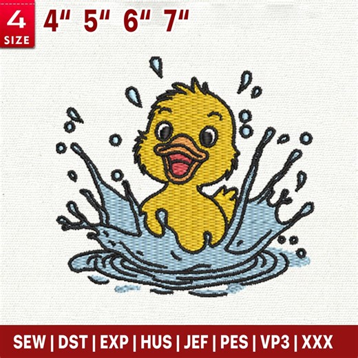 Duck Splash Embroidery Design | Cute Baby Duck Machine Embroidery File - Etsy