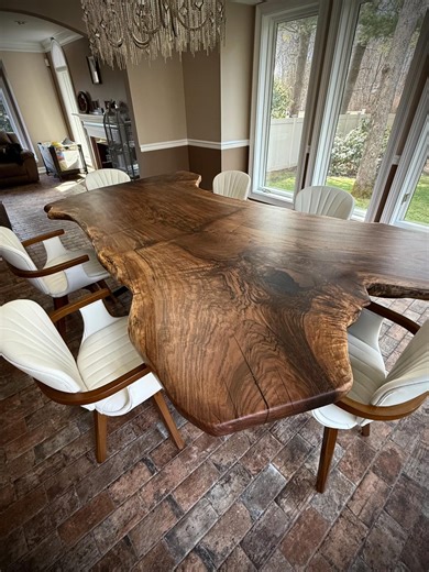 Handmade Maple Live Edge Dining Table With Metal Base. - Etsy