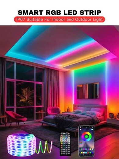 1pc 2-Mode Control Waterproof LED Strip Lights, 15m/50ft Silicon Housing RGB Rope Lights, Smart APP Control And 44-Key Remote Controller, Music Sync, Timing On/Off Outdoor LED Lights, DIY Lighting Pattern For Gaming Room Living Bedroom House Eave Decor Atmosphere Light String For Walls, Railings, Pools, Roof, Eave Light Decorations Fence, Garden, Balcony And Other Festival Lighting Decoration For Easter Spring Festival Oktoberfest In Munich Independence Day | SHEIN
