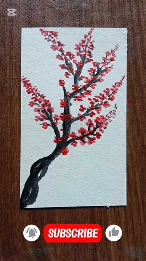 Red cherry blossom tree 🌸✨ |Acrylic colour painting #art #drawing #shorts #red