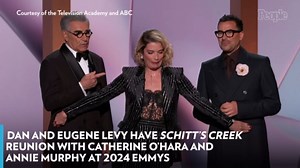 Dan and Eugene Levy Have Schitt's Creek Reunion with Catherine O'Hara and Annie Murphy at 2024 Emmys