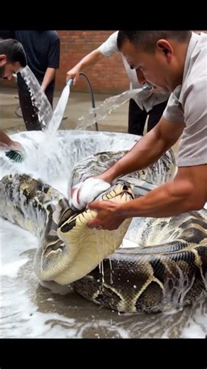 Giant Python Snake Washed at a Car Wash | Absurd Viral Video