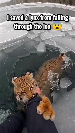I saved a lynx from falling through the ice #hopecore #rescue #save #helping #animalrescue #animallove