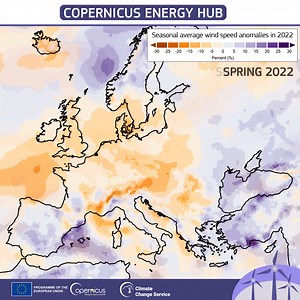#Copernicus Thematic Hub On our #EnergyHub, you can find relevant #OpenData from the Copernicus Services🇪🇺🛰️ useful for the #RenewableEnergy sector ⬇️Seasonal average wind speed anomaly from our #CopernicusClimate Change Service More at👇 https://energy.hub.copernicus.eu/ | Copernicus EU