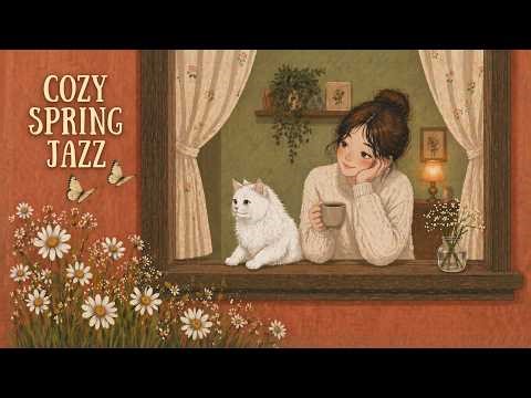 Cozy Spring Jazz ☕🌸 Coffee Time with Cat & Butterflies | Gentle Morning & Quiet Moments