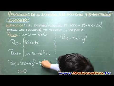 APLICACIONES DE LA INTEGRAL INDEFINIDA A LA ECONOMIA Y ADMINISTRACION-INGRESO-EJERCICIO