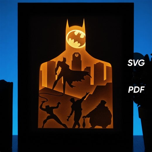 Night Knight DIY Light Box Templates (PDF for Printing   SVG for Cutting Machines)   How to Make Shadow Box Video Tutorial - Etsy