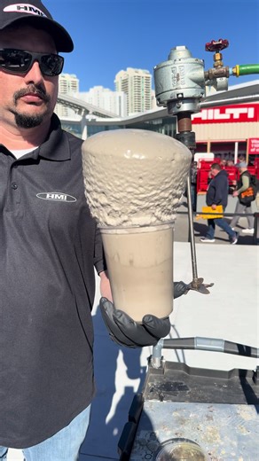This was cool to watch! Polyurethane foam for concrete lifting, or used to be know as mud jacking. Drill 5/8” hole, make foam, inject liquid under the concrete and it lifts the concrete up. Thanks HMI Company - Concrete Lifting. #worldofconcrete #concrete #hilti #hiltitools #tools