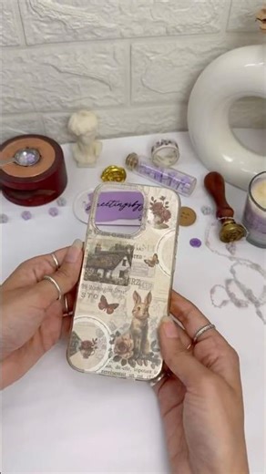 DIY vintage mobile cover decor #art #diy #gift #bujo #cover #decor #viral #shorts #asmrsounds #craft