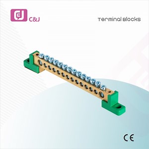 [Hot Item] T001 Brass Busbar Green Blue 6*9 Terminal Block with Screws