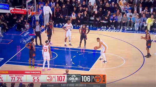 Watch what happens here: after CJ’s miss, a timeout is incorrectly added to the graphic.The producer/director in Noah Eagle + Jamal Crawford’s ear, or possibly the statistician who sits next to them during the broadcast, is likely telling them the Knicks DO have a timeout.You can hear them talk about it on air after the second miss, and it’s not a coincidence it was added on there so late. The game of telephone just happened to relay incorrect information.This error, obviously, was quite detrime