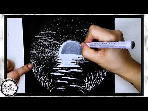 Paisaje en cartulina negra |principiantes 🖋️😊 #1