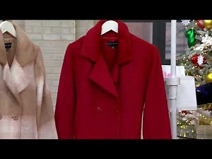 Susan Graver Faux Wool Double Breasted Coat with Tie on QVC