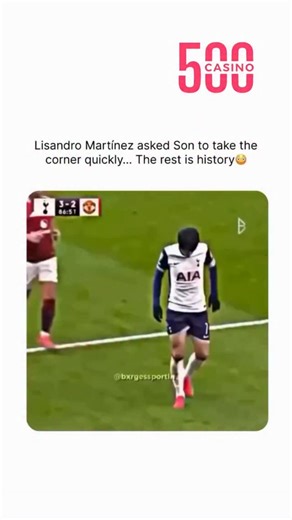 Reels fountain on Instagram: "Lisandro Martínez starred in one of those moments that remind us how cruel football can be. During a match against Tottenham, the Argentine, in a seemingly clever move, asked Son to take a quick corner, convinced that his defense was ready to stop the play. However, that decision turned out to be the complete opposite of what he expected. Son took the corner immediately, catching everyone off guard, and what seemed like a simple tactical detail ended up triggering a