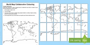 World Map Collaborative Colouring Activity Pack