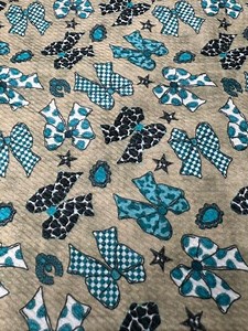 Teal & Black Western Bullet Knit Fabric - Cowboy Bows, Leopard Spots and Stars Print, Western Bow Fabric, Coquette Western - Etsy