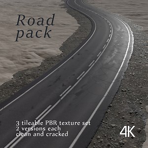 Road texture pack (PBR), a Textures & Material 3D Model by happy brush