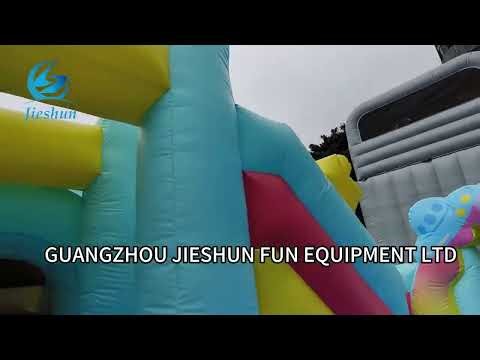 Colorful Rainbow Themed Inflatable Bounce House | Commercial Multi-Area Kids Playground