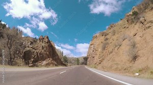 POV point of view - Driving to top of Pikes Peak in early Spring