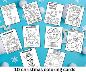 Christmas Coloring Cards for Kids, Printable Holiday Designs (PDF) - Etsy UK