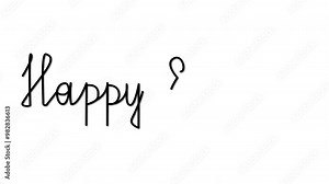 Happy Easter! text, handwriting animation. White lettering with mask, alpha channel.