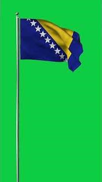 BOSNIA AND HERZEGOVINA FLAG ANIMATION GREEN SCREEN (4K LOOP VIDEO)