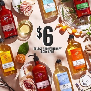 Saturday only! Peace out before the weekend is over with $6 select Aromatherapy body care. | Bath & Body Works
