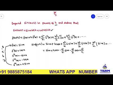 Sin(x+h) =Sinx Cosh+Cosx Sinh Proof by Using Taylor's Series
