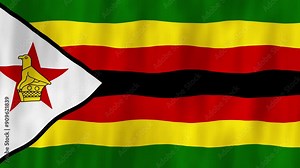Zimbabwe flag country animation 3D symbol design waving in wind movement national patriotism world culture emblem banner Africa green yellow red