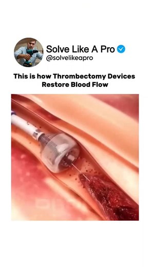 Solve Like A Pro on Instagram: "This is how Thrombectomy Devices Restore Blood Flow 🫀 When a blood clot blocks an artery, time is everything. ⏱️ These life-saving devices act like tiny mechanical heroes — entering the vessel, grabbing the clot, and restoring blood flow within seconds.⚙️❤️ This video is for educational purposes only. DM for credit/removal. #MedicalTechnology #Thrombectomy #HealthInnovation #ScienceExplained #BiomedicalEngineering #LifeSavingTech #MedicineMeetsEngineering"