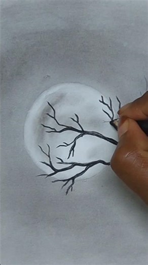 “Drawing a Moonlight Scene with Pencil 🌙”