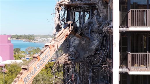 Hyatt Regency Demolition highlights from the past week. #sarasota #bayfront #demolition #DemolitionServices #hyattregency Watch in 4k at the youtube link in the comments. | Sarasota Drone Guy