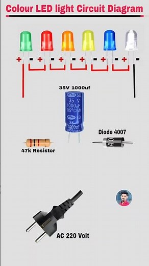 on colour LED Lights indicator circuit diagram #shots #electrical #electrician