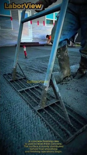 Concrete Grading Rake Technique for a Perfectly Level Slab #worker #process #construction