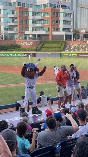 When it’s Bull Durham Night, you hit the mascot (sorry Wool E. Bull 😂) | Durham Bulls Baseball Club