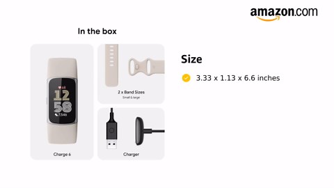Fitbit Charge 6 Fitness & Activity Tracker with Heart Rate Monitoring, Google Maps & Wallet, Advanced Health Insights, Sleep & Activity Tracking, S & L Bands Included (Porcelain/Silver Aluminium)