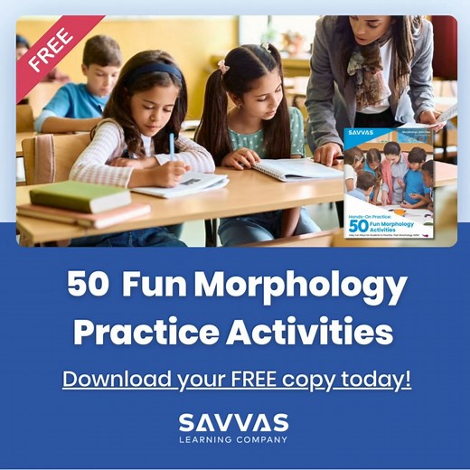 14K views · 353 reactions | Download your free copy of Hands-On Practice: 50 Fun Morphology Activities today! Use these activities after explicit instruction to provide additional practice to build and reinforce students’ morphology skills. | Savvas Learning | Facebook