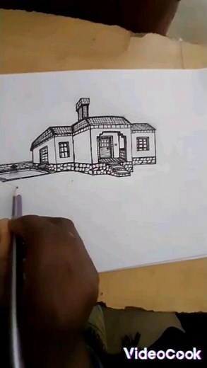 Comment dessiner une maison en perspective de 1 point de fuite #dessin #perspective
