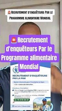 🚨Recruiting investigators by the World Food Programme #senegal