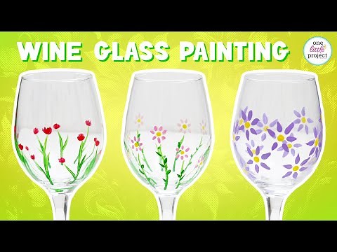 Wine Glass Painting - Easy DIY Painted Glasses with Floral Design