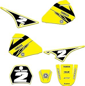 Enjoy Mfg Graphics Kit & Custom Number Plates - Compatible fit for Yamaha PW 80 Yellow