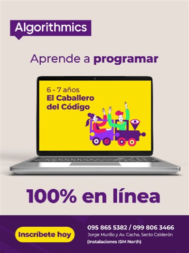 Aprender tecnología ahora también es posible desde casa! 🏠👾🚀 En Algorithmics Calderón tenemos clases virtuales donde tu hijo aprende programación, desarrolla su creatividad y crea sus propios proyectos, con acompañamiento durante todo el proceso. 👾✨ ¿Quieres saber cómo funcionan nuestras clases online? Escríbenos y te contamos. 🚀 📞 095 865 5382 | 099 806 3466 #Algorithmics #Calderón #ProgramaciónOnline #EducaciónDigital