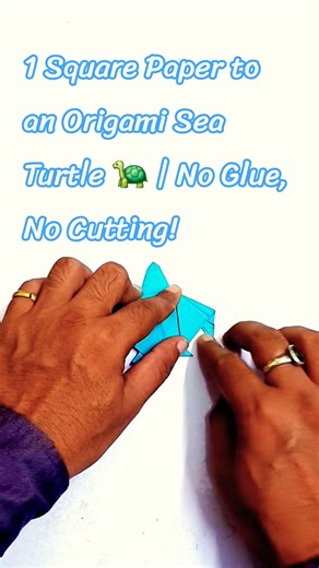 1 Square Paper to an Origami Sea Turtle 🐢 | No Glue, No Cutting! #shorts